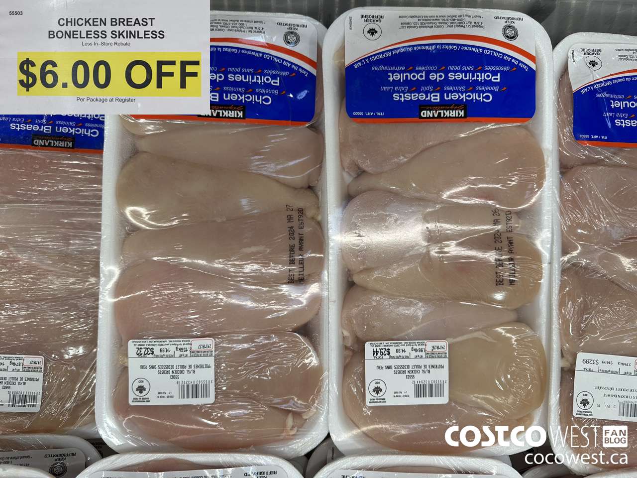 55503 CHICKEN BREASTS BONELESS SKINLESS ($6.00 INSTANT SAVINGS)