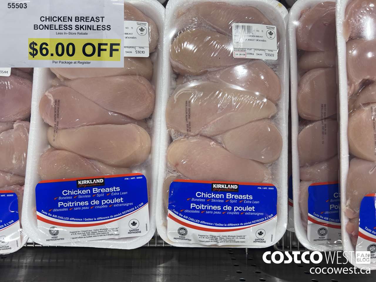 55503 CHICKEN BREASTS BONELESS SKINLESS ($6.00 INSTANT SAVINGS)