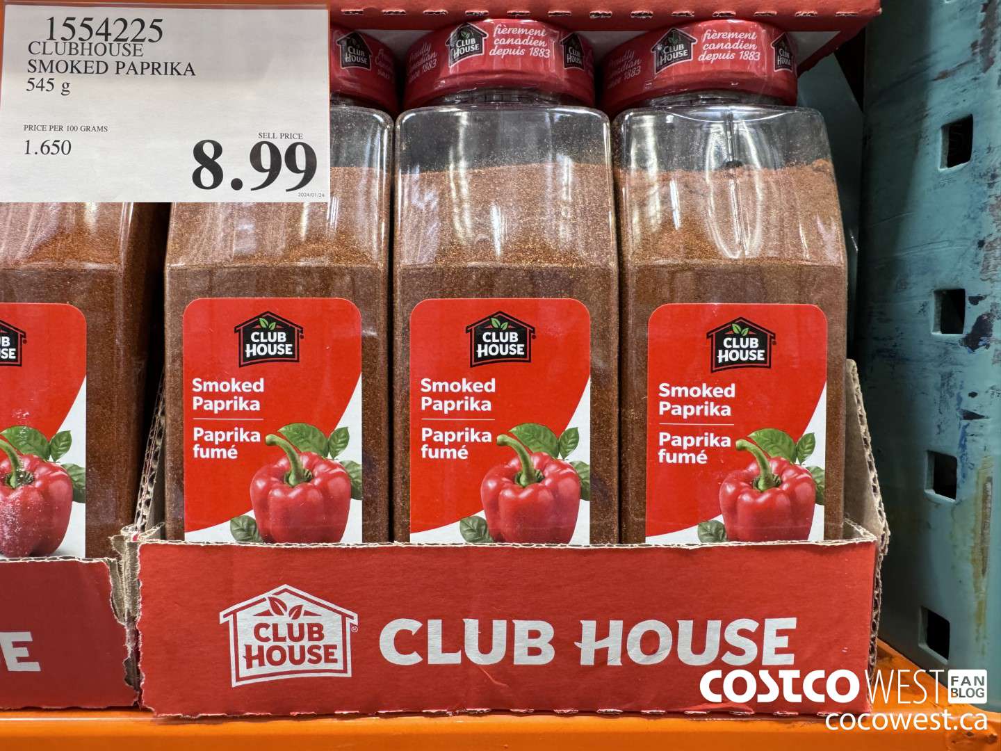 1554225 CLUBHOUSE SMOKED PAPRIKA 545G $8.99