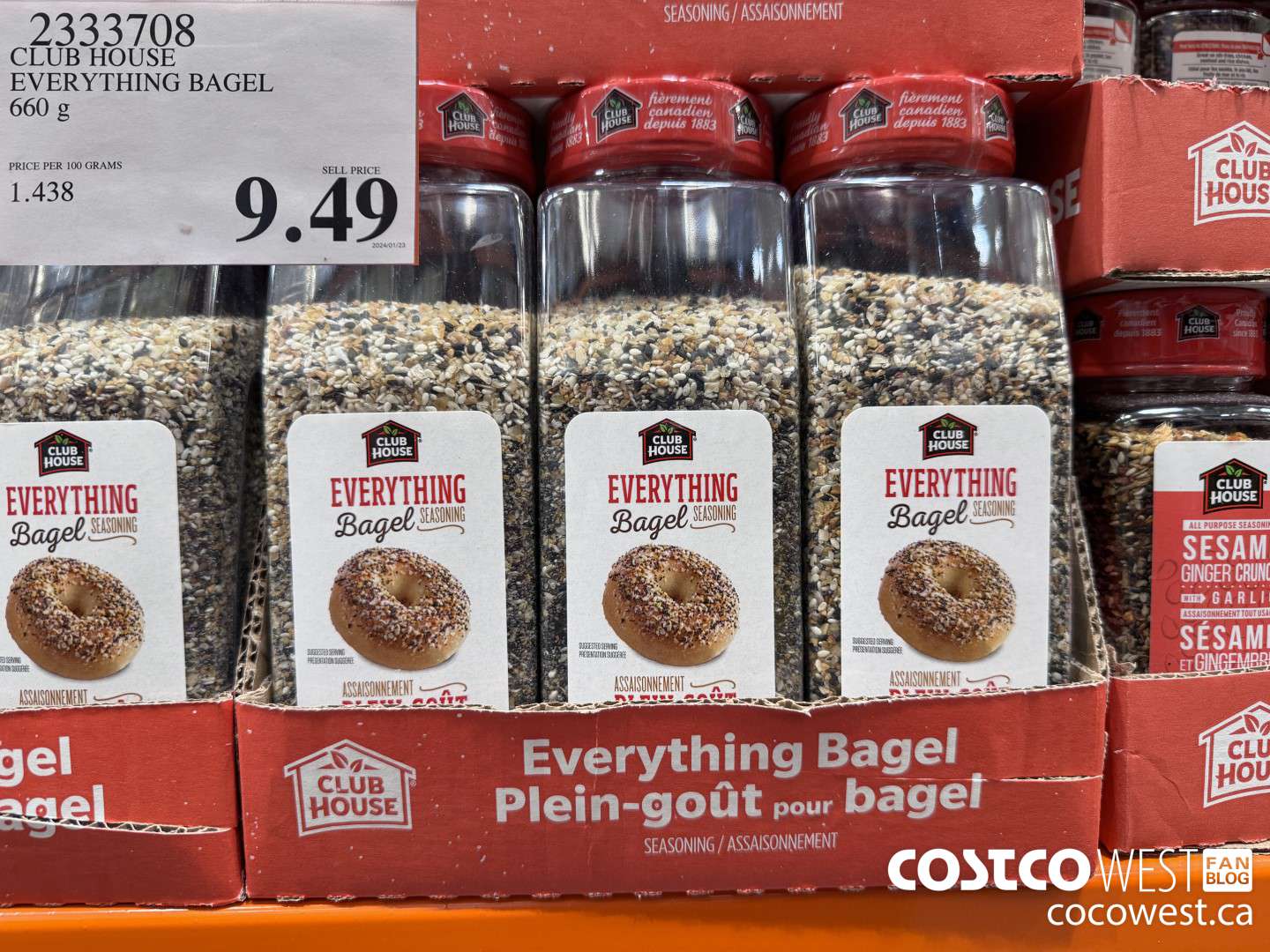 2333708 CLUB HOUSE EVERYTHING BAGEL 660 G $9.49
