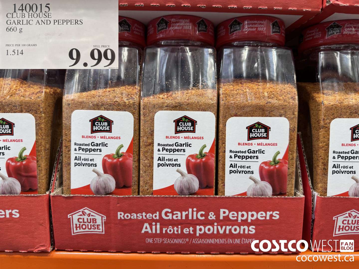 140015 CLUB HOUSE GARLIC AND PEPPERS 660 g $9.99