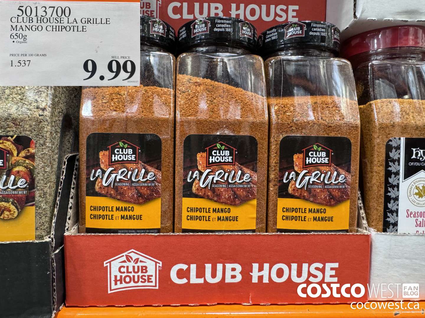 5013700 CLUB HOUSE LA GRILLE MANGO CHIPOTLE 650G $9.99