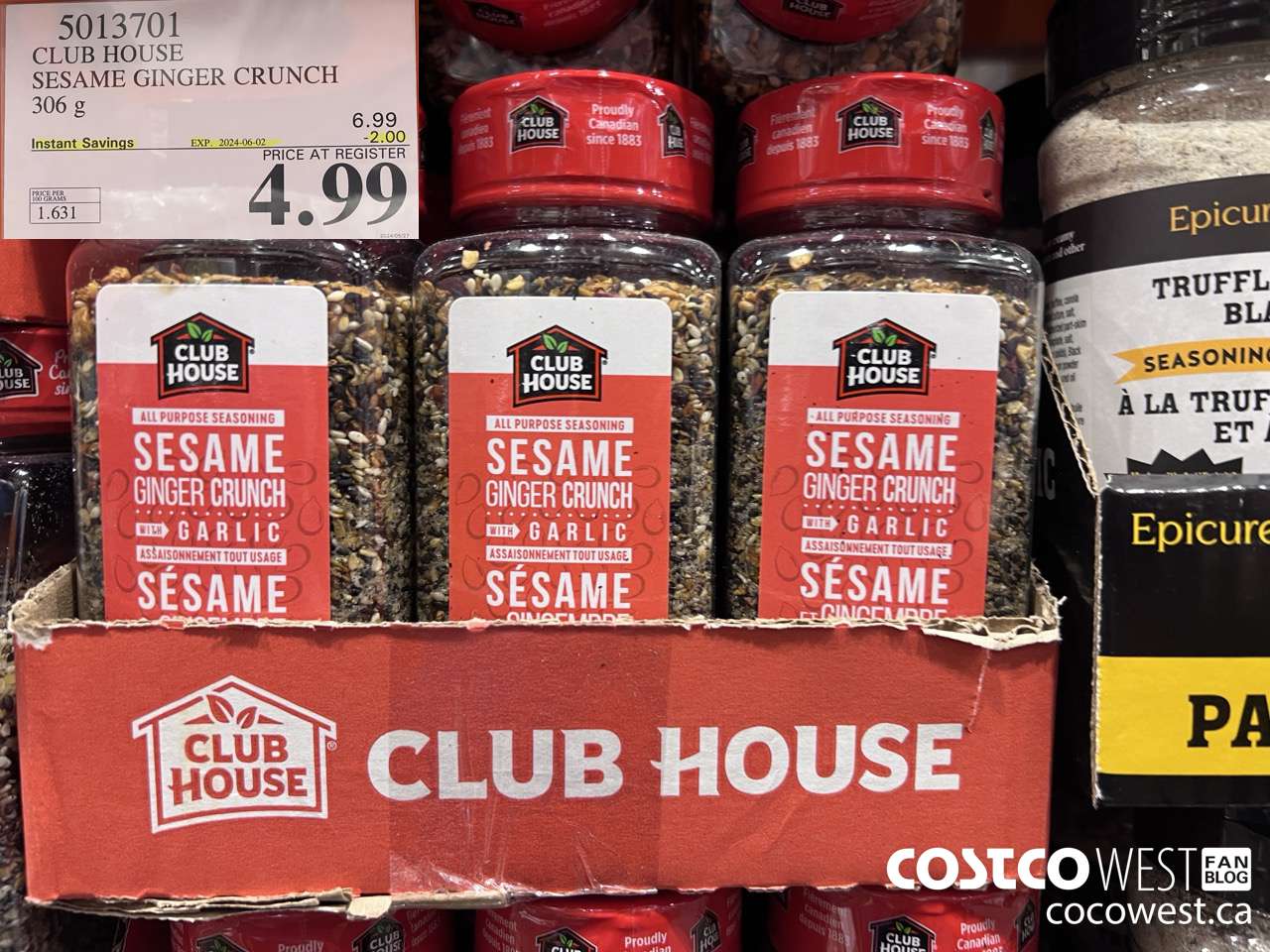 5013701 CLUB HOUSE SESAME GINGER CRUNCH 306 g ($2.00 INSTANT SAVINGS EXPIRES ON 2024-06-02) $4.99