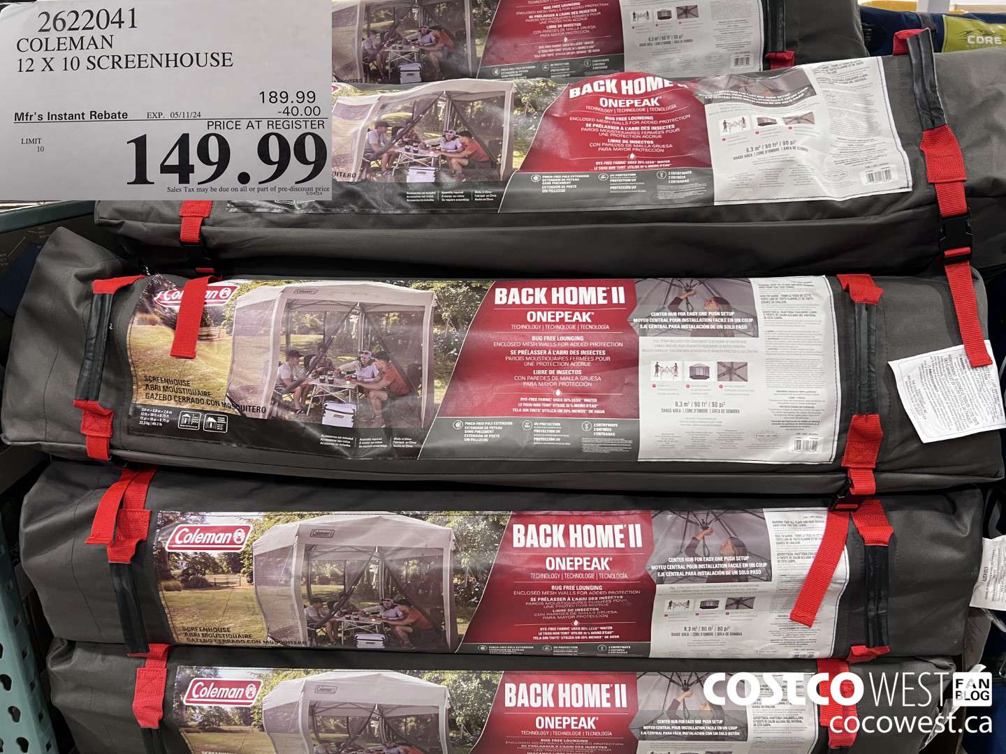 2622041 COLEMAN 12 X 10 SCREENHOUSE ($40.00 INSTANT SAVINGS EXPIRES ON 2024-05-11) $149.99