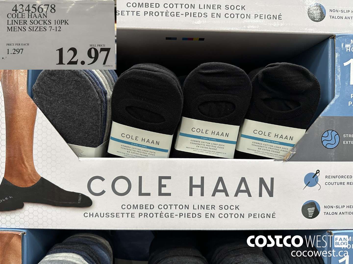 4345678 COLE HAAN LINER SOCK 10PK MENS SIZES 7-12 $12.97