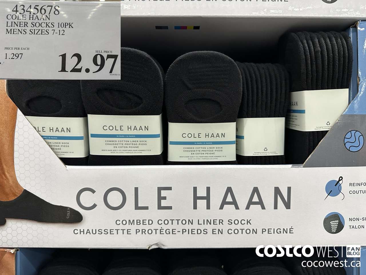 4345678 COLE HAAN LINER SOCK 10PK MENS SIZES 7-12 $12.97