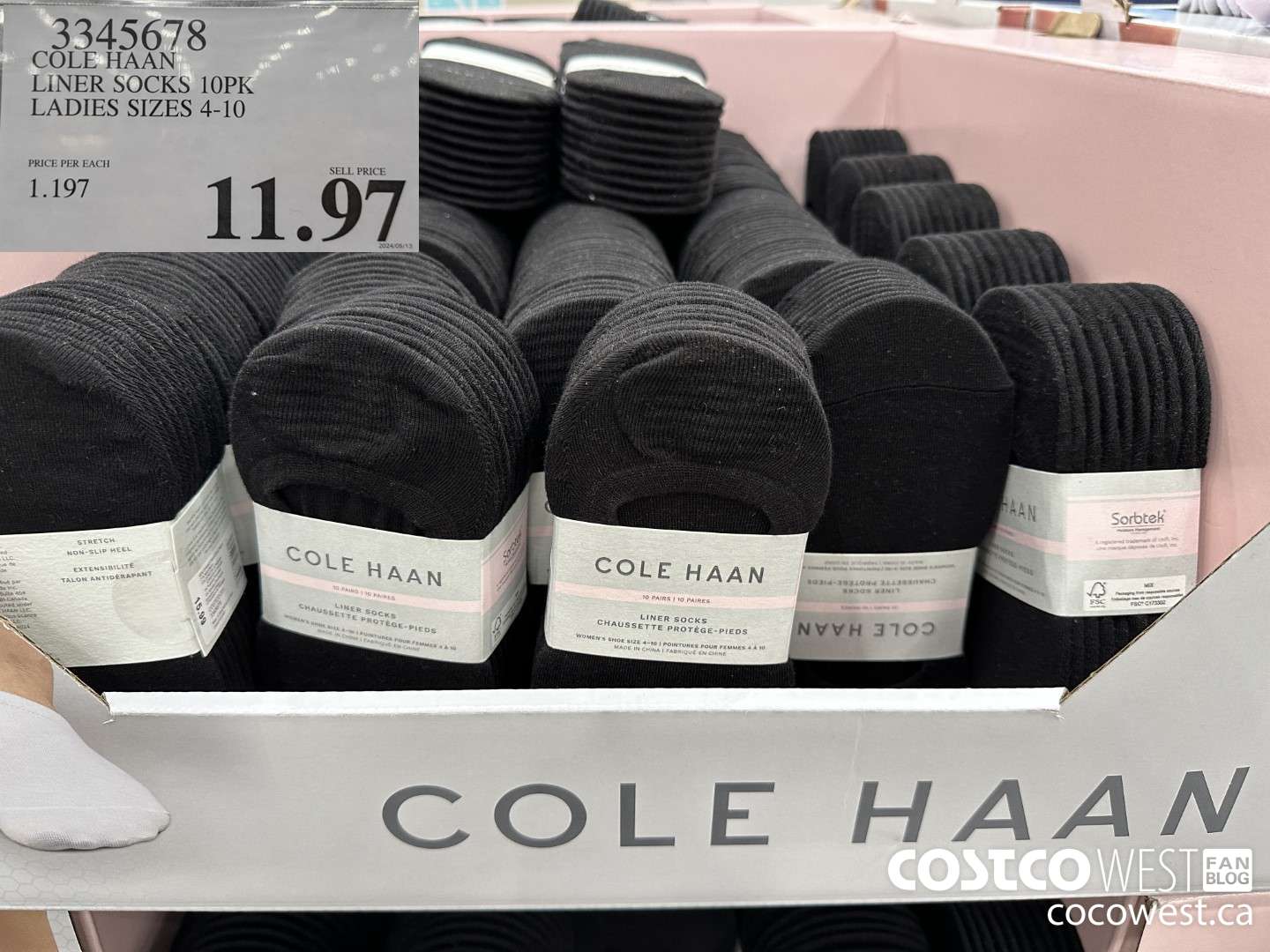 3345678 COLE HAAN NO SHOW SOCK 10PK LADIES SIZES 4-10 $11.97