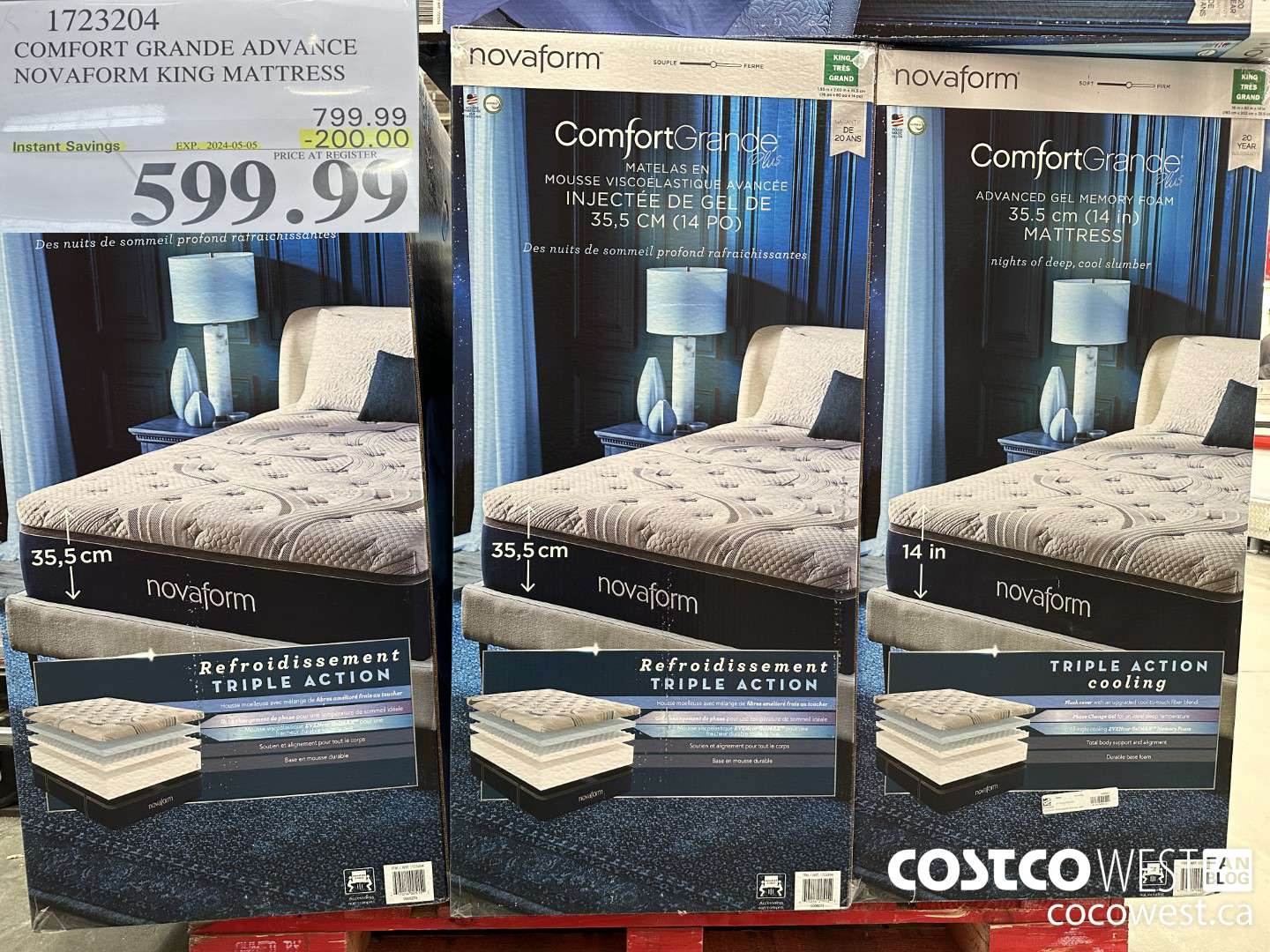 1723204 COMFORT GRANDE ADVANCE NOVAFORM KING MATTRESS ($200.00 INSTANT SAVINGS EXPIRES ON 2024-05-05) $599.99