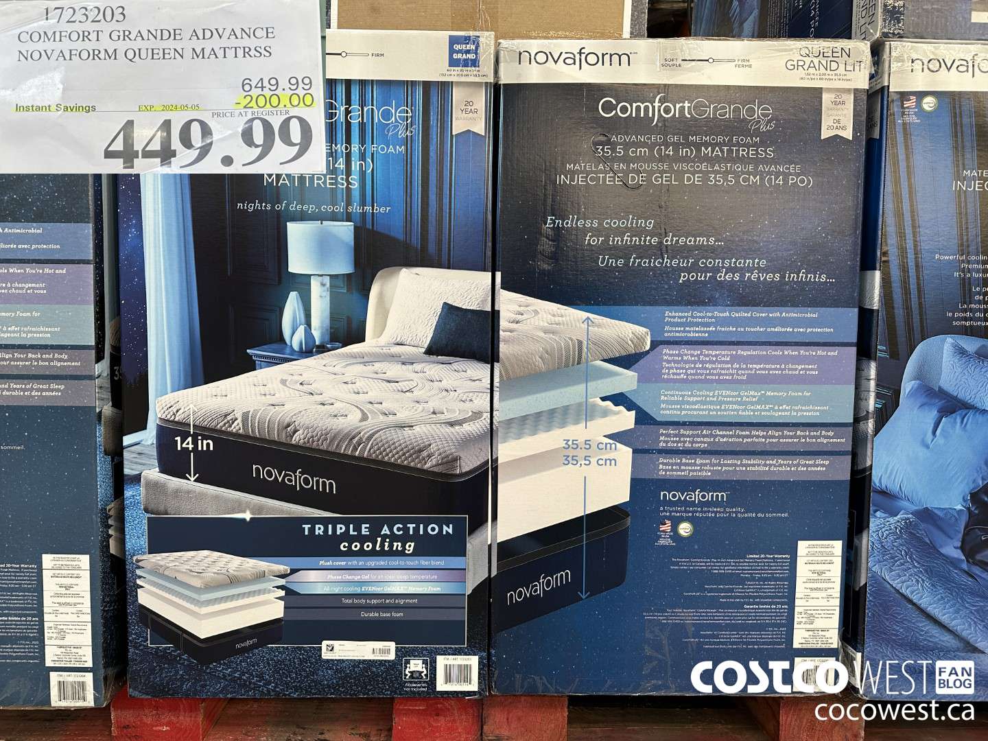 1723203 COMFORT GRANDE ADVANCE NOVAFORM QUEEN MATTRSS ($200.00 INSTANT SAVINGS EXPIRES ON 2024-05-05) $449.99