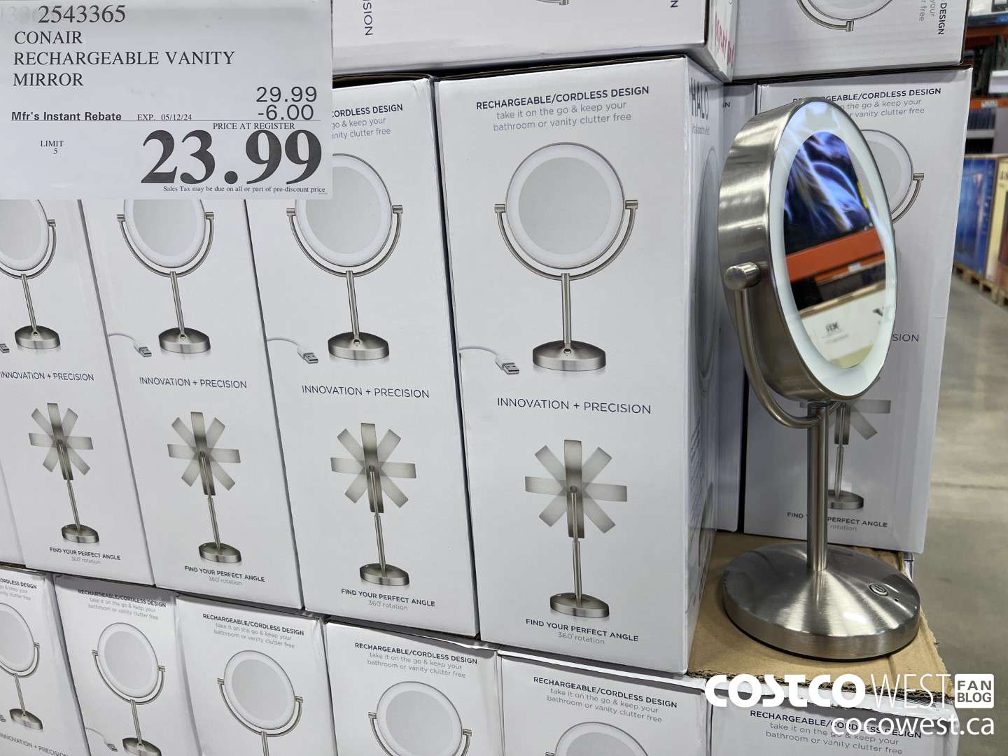 2543365 CONAIR RECHARGEABLE VANITY MIRROR ($6.00 INSTANT SAVINGS EXPIRES ON 2024-05-12) $23.99