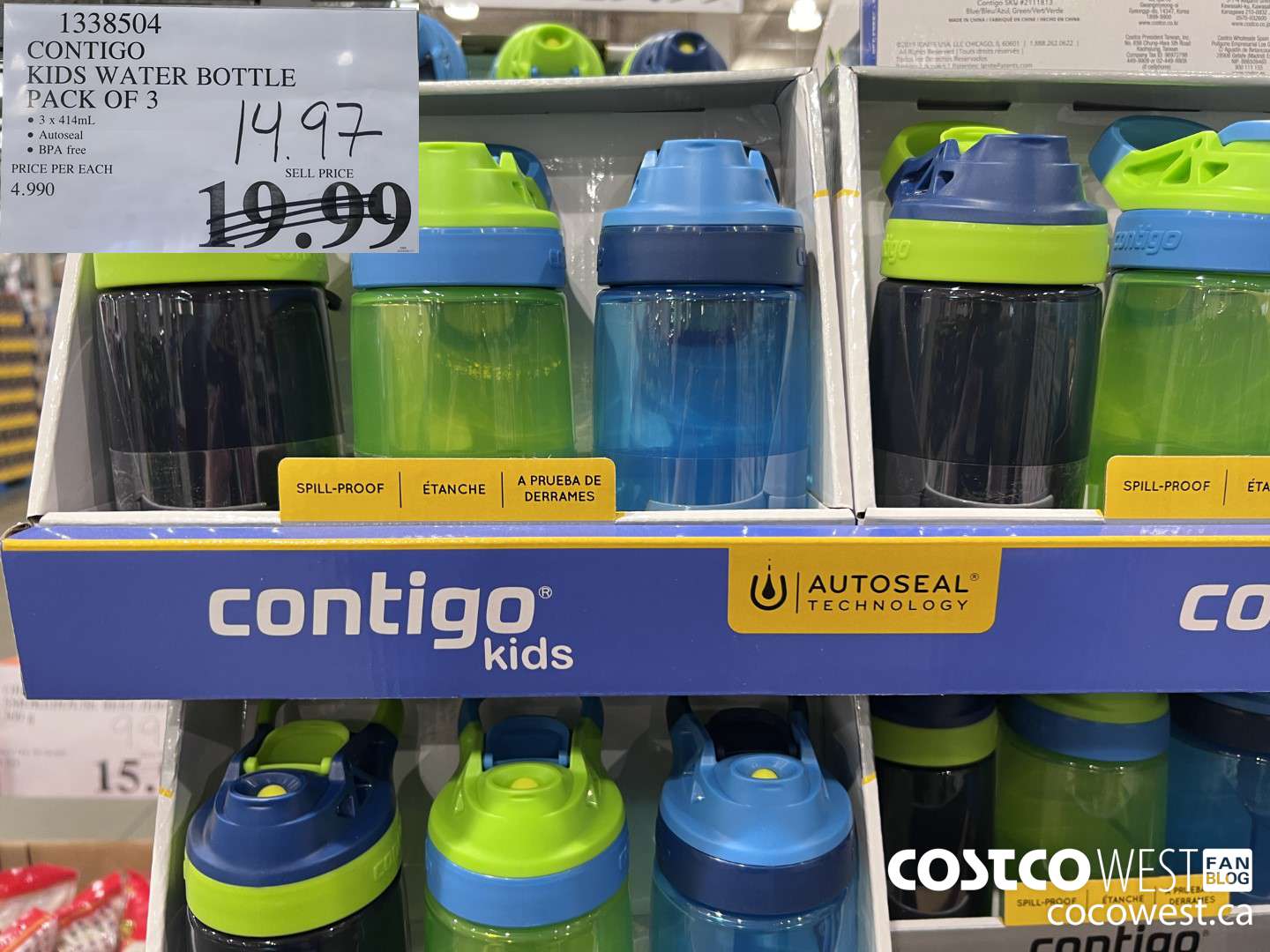 1338504 CONTIGO KIDS WATER BOTTLE PACK OF 3 $14.97