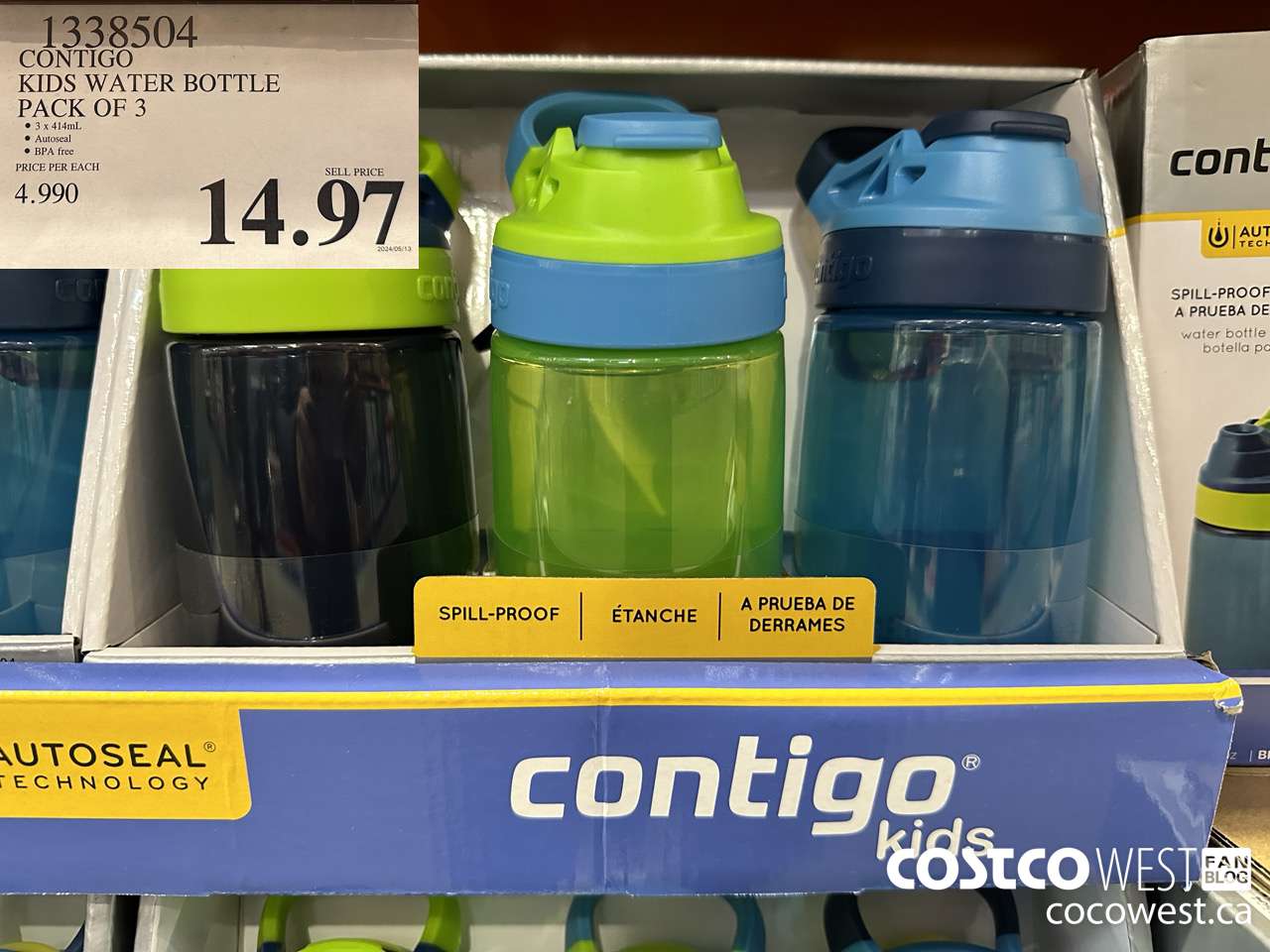 1338504 CONTIGO KIDS WATER BOTTLE PACK OF 3 $14.97