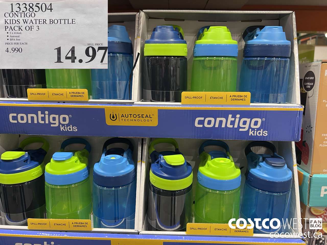 1338504 CONTIGO KIDS WATER BOTTLE PACK OF 3 $14.97