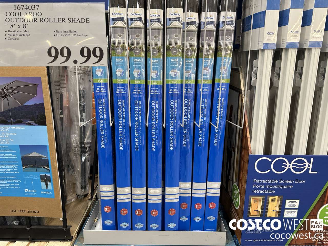 1674037 COOLAROO OUTDOOR ROLLER SHADE 8' X 8' $99.99