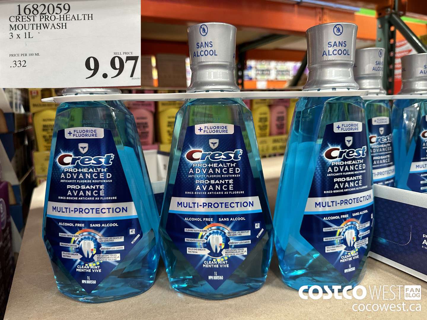 1682059 CREST PRO-HEALTH MOUTHWASH 3 X 1L $9.97