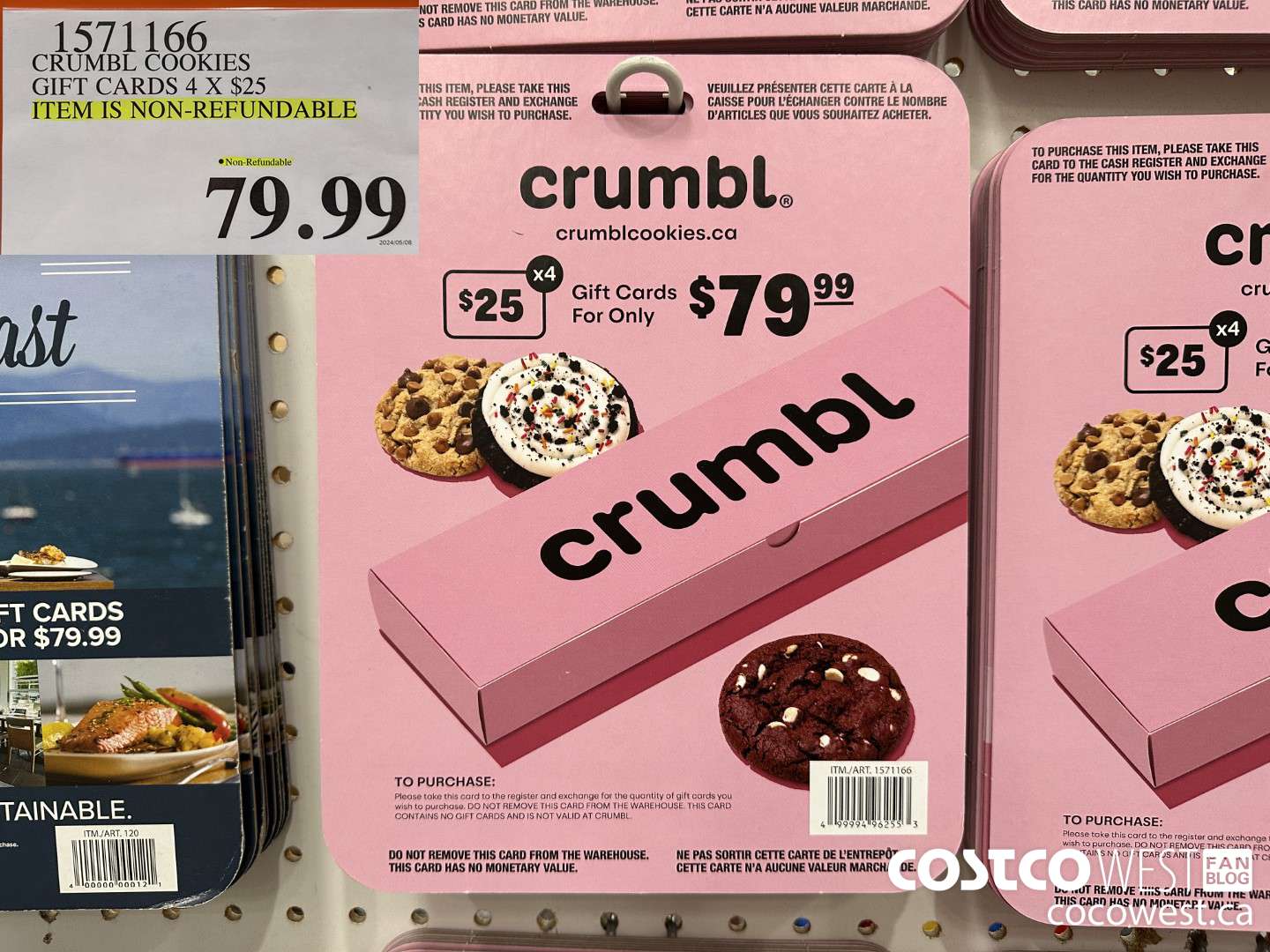 1571166 CRUMBL COOKIES GIFT CARDS 4 X $25 $79.99
