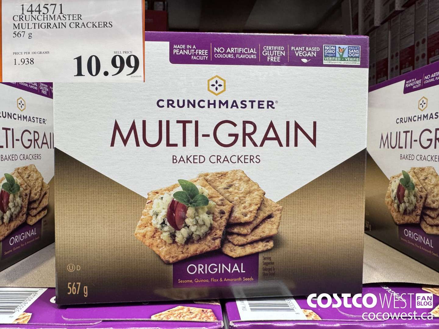 144571 CRUNCHMASTER MULTIGRAIN CRACKERS 567 G $10.99