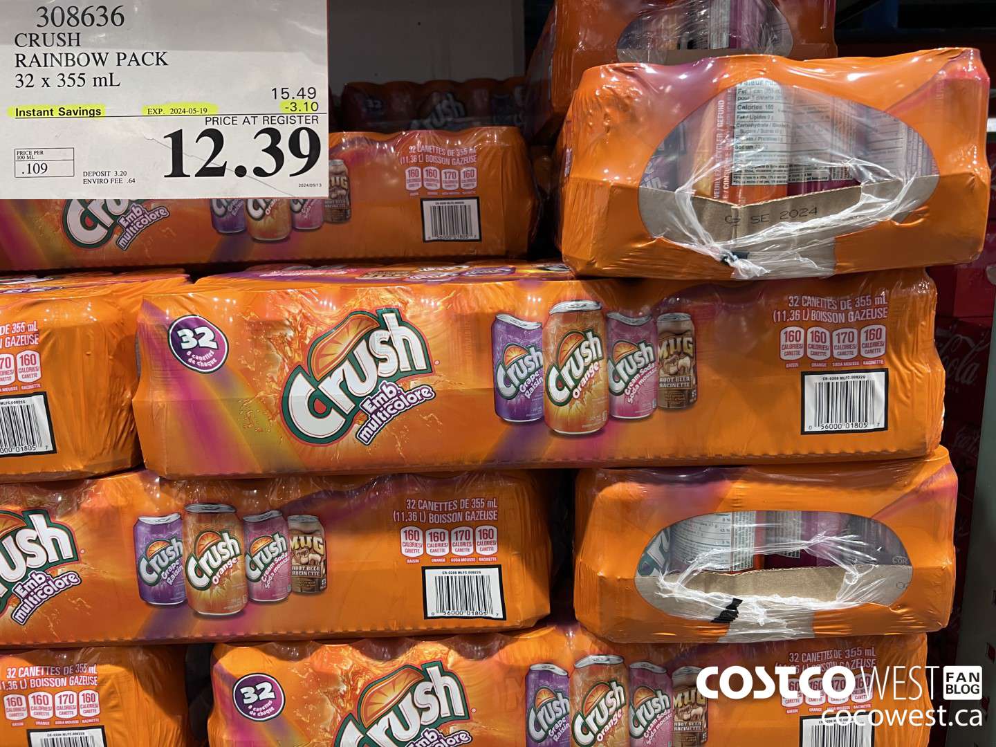 308636 CRUSH RAINBOW PACK 32 X 355 ML ($3.10 INSTANT SAVINGS EXPIRES ON 2024-05-19) $12.39
