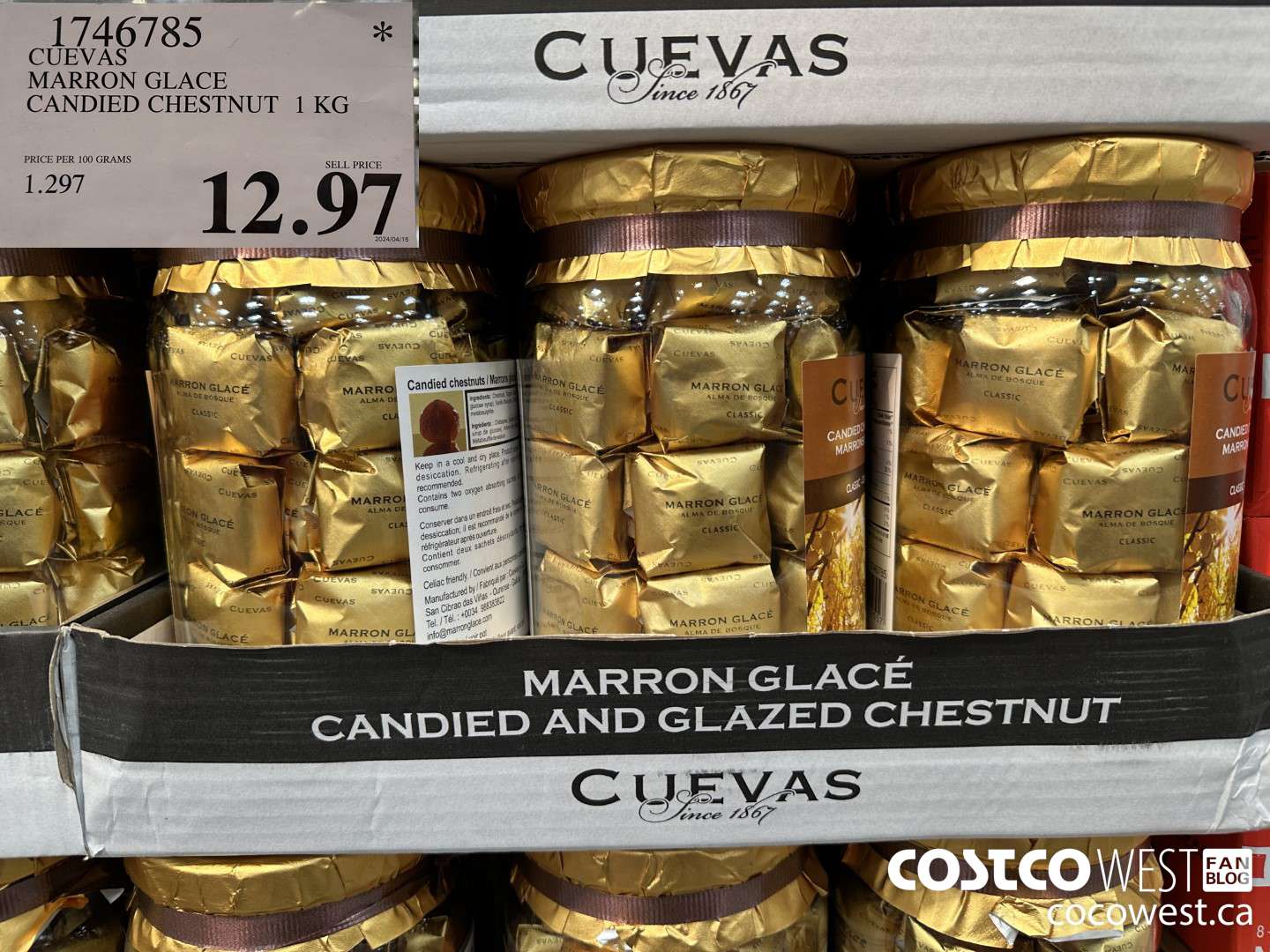 1746785 CUEVAS MARRON GLACE CANDIED CHESTNUT 1 KG $12.97