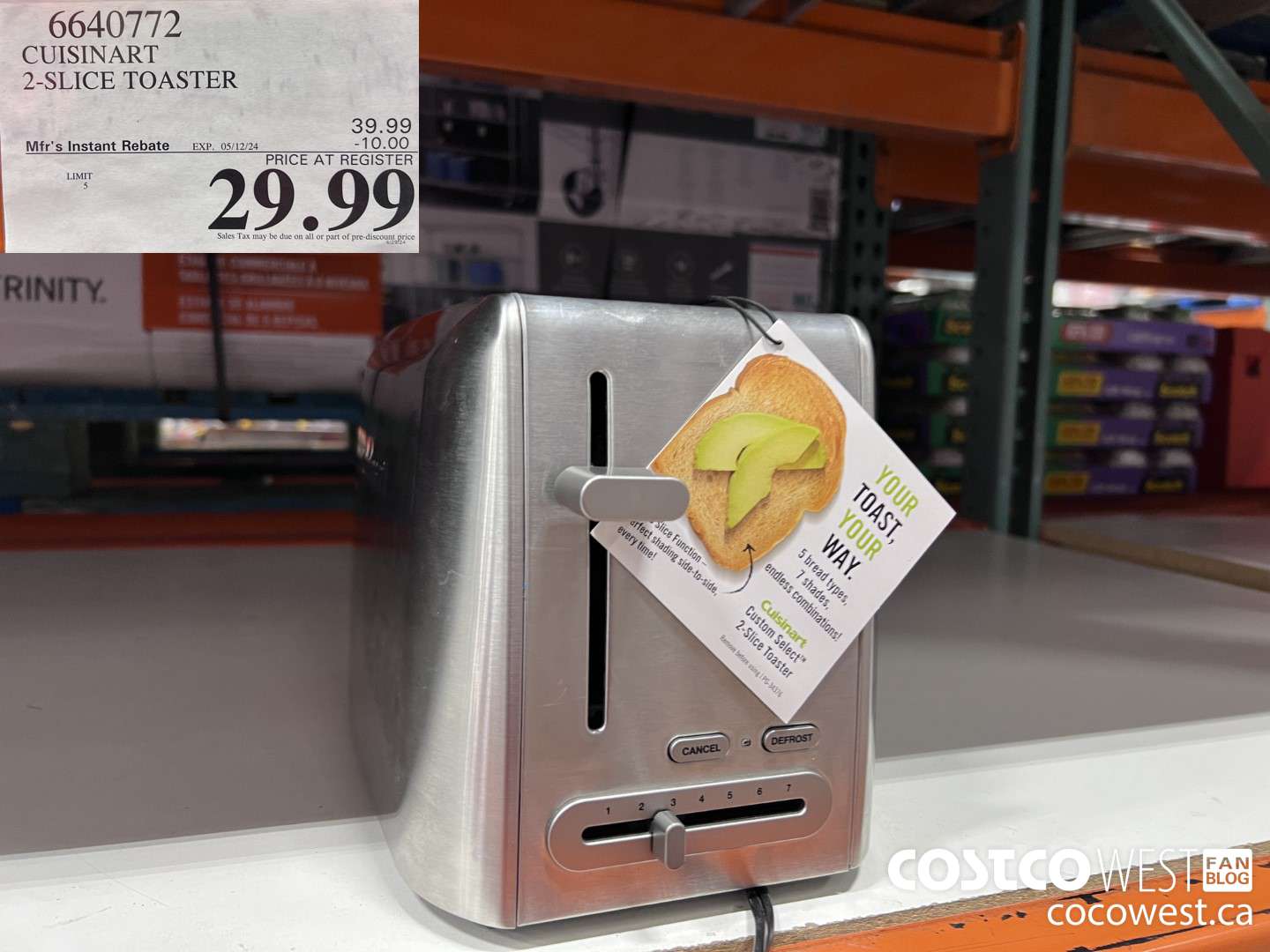 6640772 CUISINART 2-SLICE TOASTER ($10.00 INSTANT SAVINGS EXPIRES ON 2024-05-12) $29.99