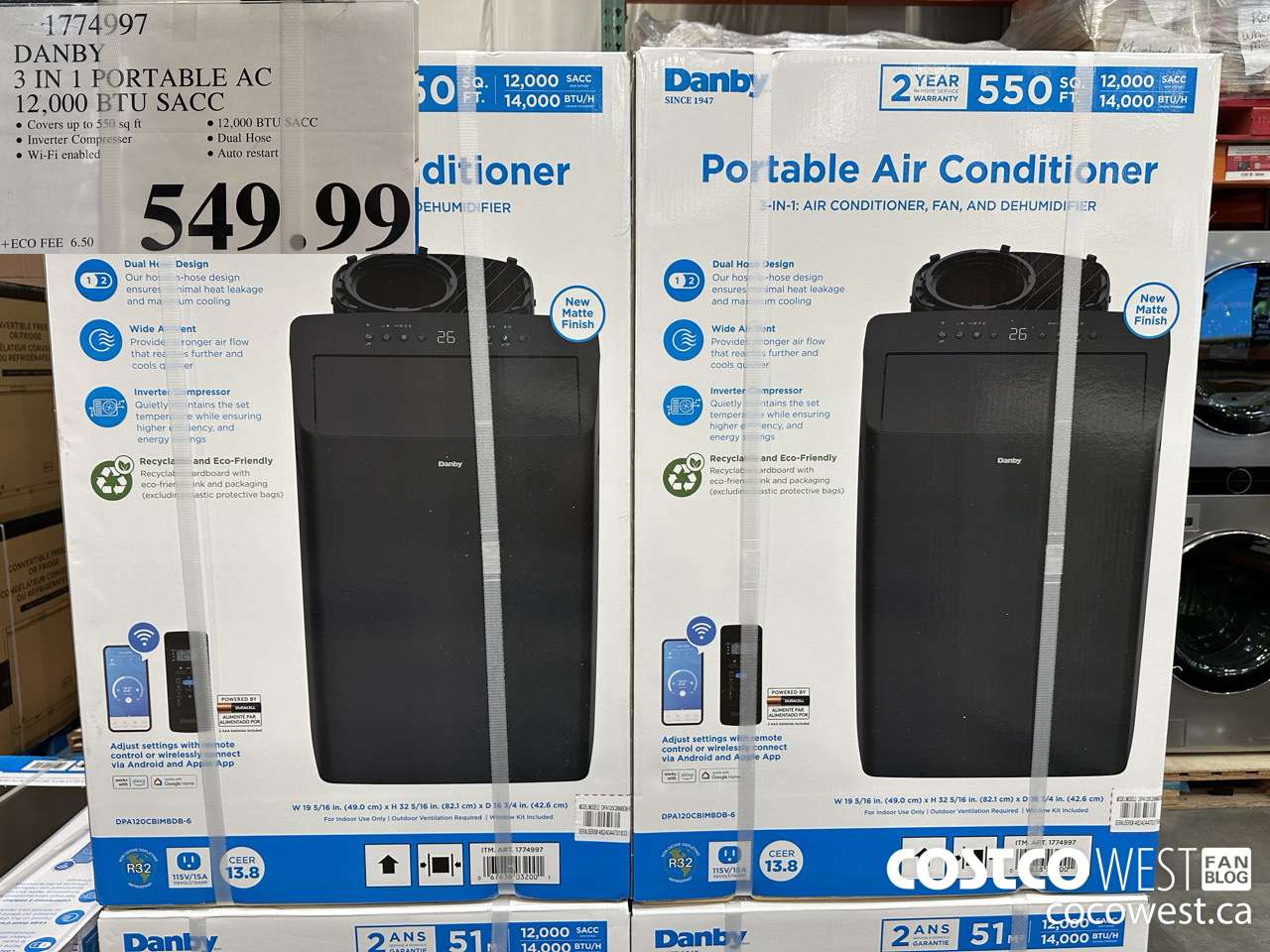 1774997 DANBY 3 IN 1 PORTABLE AC 12,000 BTU SACC $549.99