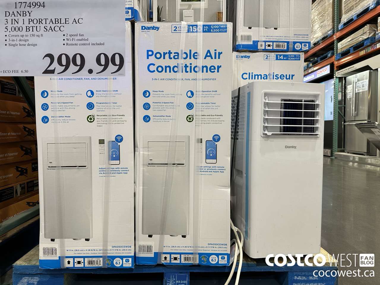 1774994 DANBY 3 IN 1 PORTABLE AC 5,000 BTU SACC $299.99