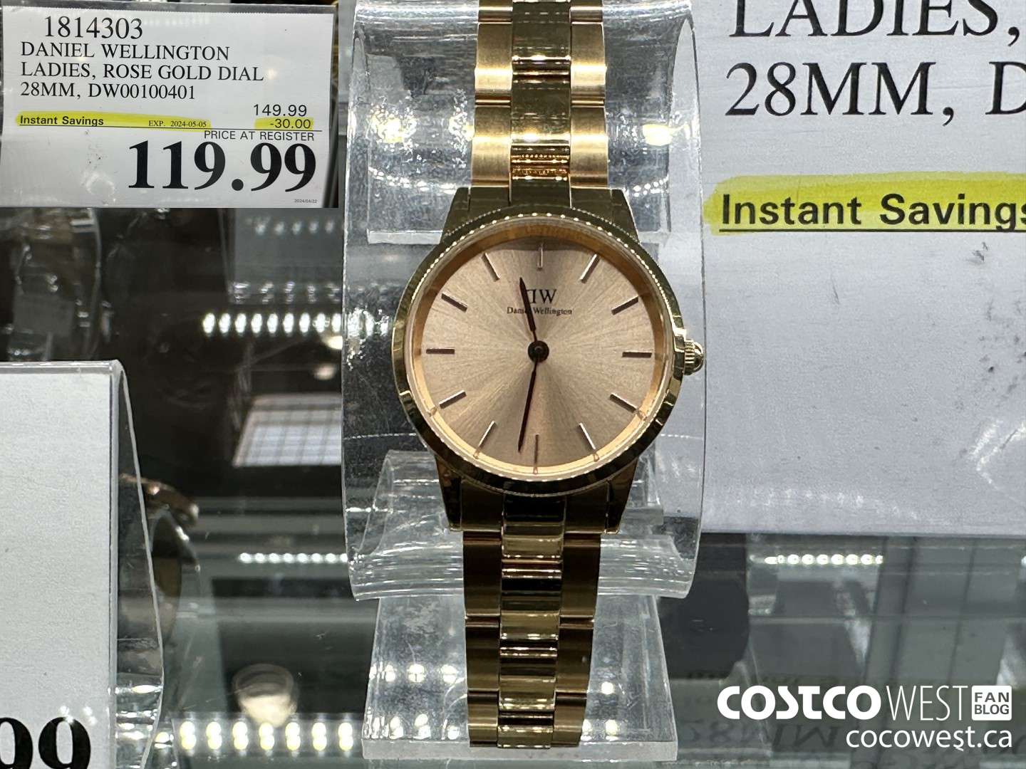 1814303 DANIEL WELLINGTON LADIES, ROSE GOLD DIAL 28MM, DW00100401 ($30.00 INSTANT SAVINGS EXPIRES ON 2024-05-05) $119.99