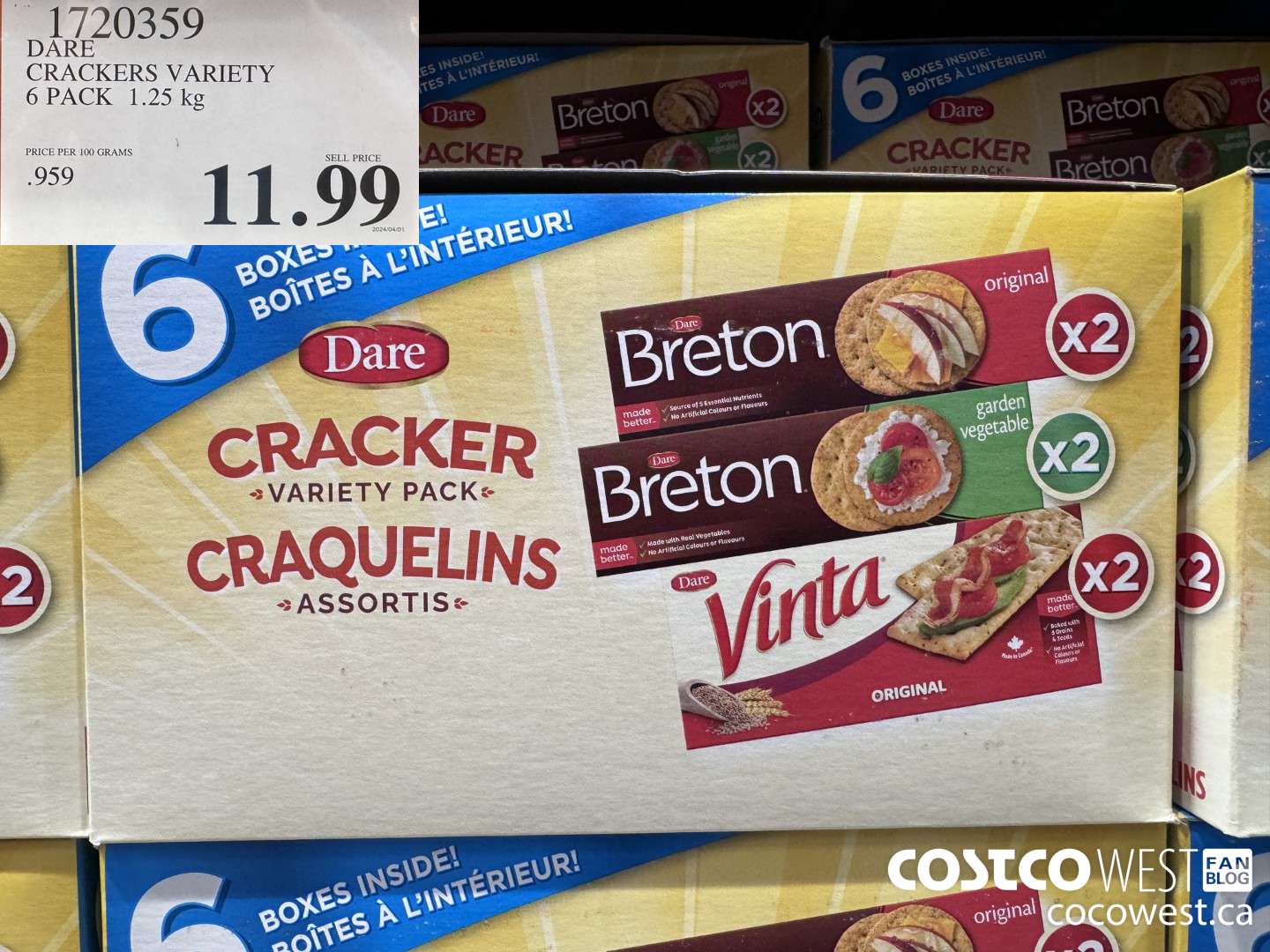 1720359 DARE CRACKERS VARIETY 6 PACK 1.25 KG $11.99