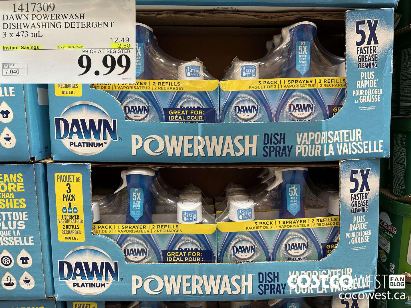 1417309 DAWN POWERWASH DISHWASHING DETERGENT 3 x 473 mL ($2.50 INSTANT SAVINGS EXPIRES ON 2024-05-05) $9.99
