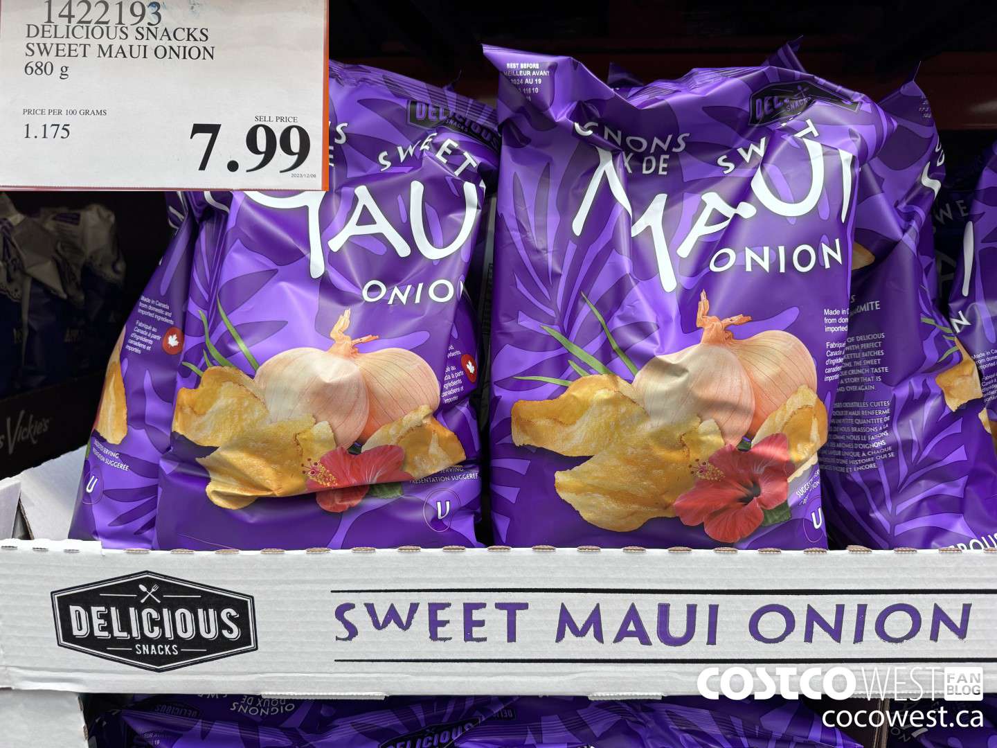 1422193 DELICIOUS SNACKS SWEET MAUI ONION 680 g $7.99