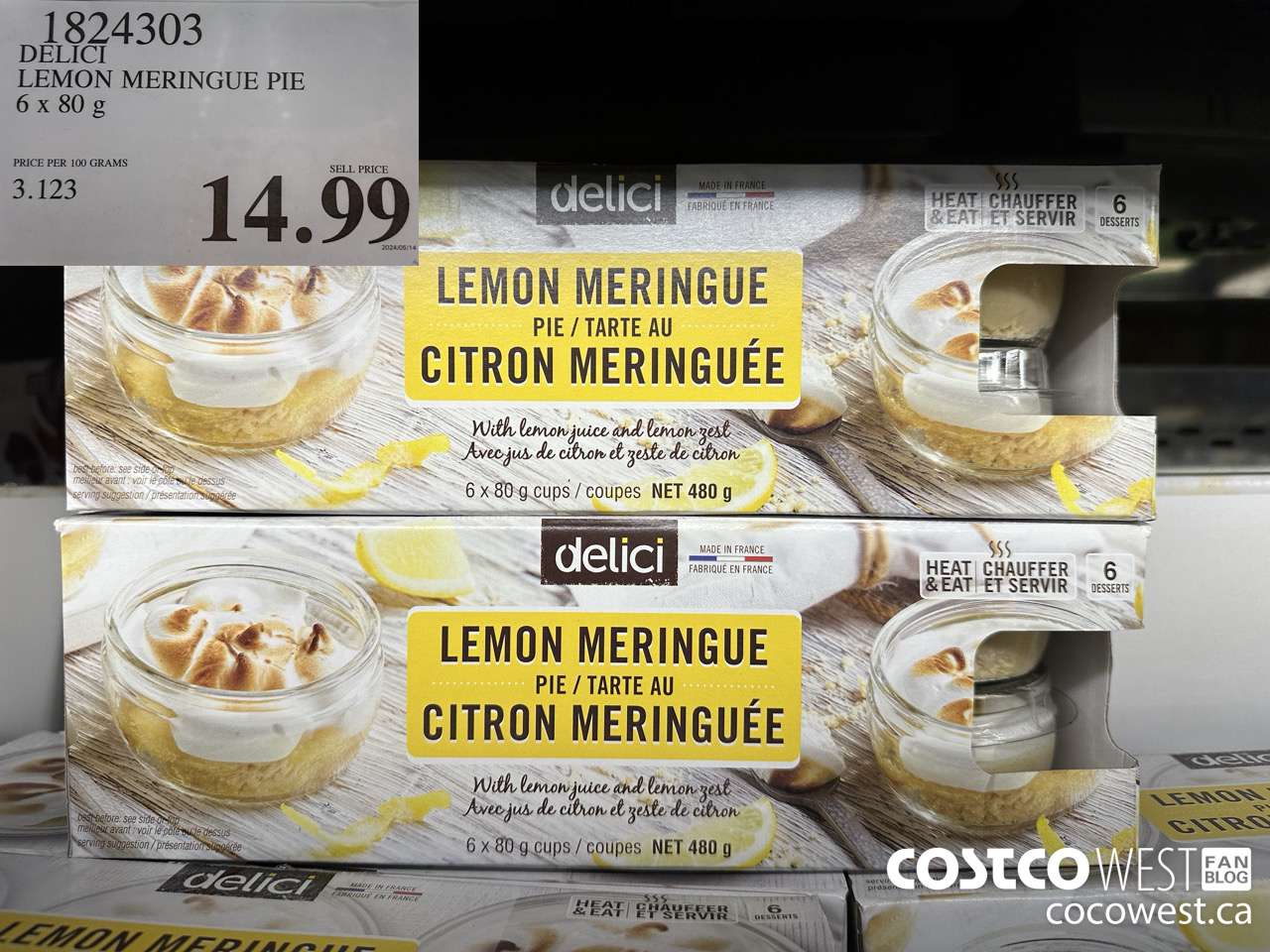 1824303 DELICI LEMON MERINGUE PIE 6 X 80G $14.99