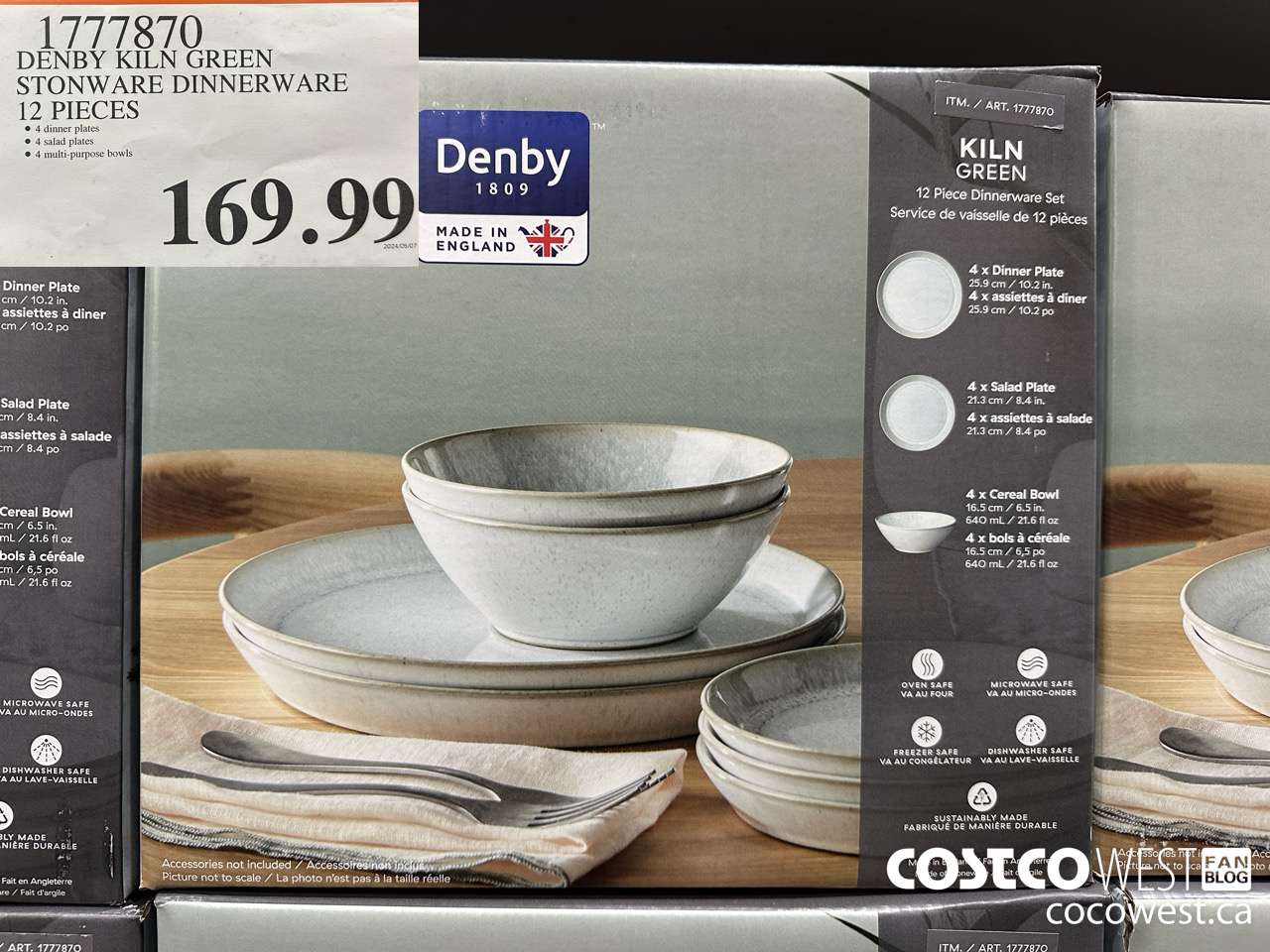 1777870 DENBY KILN GREEN STONWARE DINNERWARE 12 PIECES $169.99