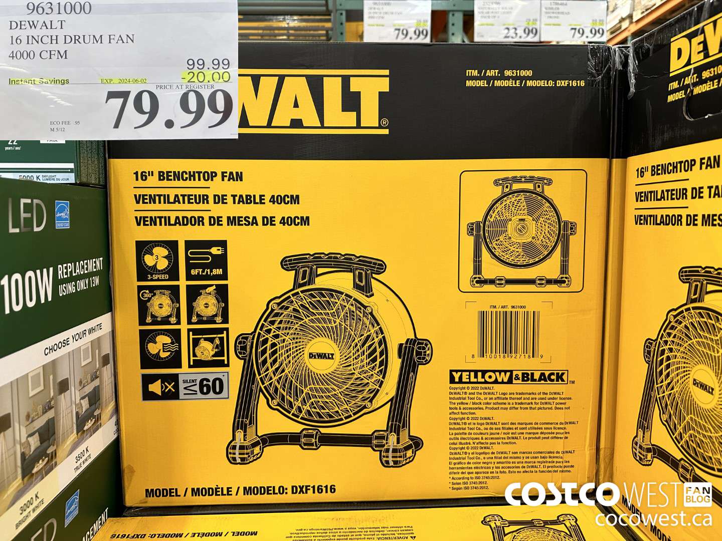 9631000 DEWALT 16 INCH DRUM FAN 4000 CFM ($20.00 INSTANT SAVINGS EXPIRES ON 2024-06-02) $79.99