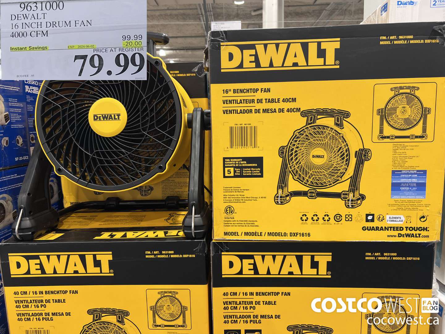 9631000 DEWALT 16 INCH DRUM FAN 4000 CFM ($20.00 INSTANT SAVINGS EXPIRES ON 2024-06-02) $79.99