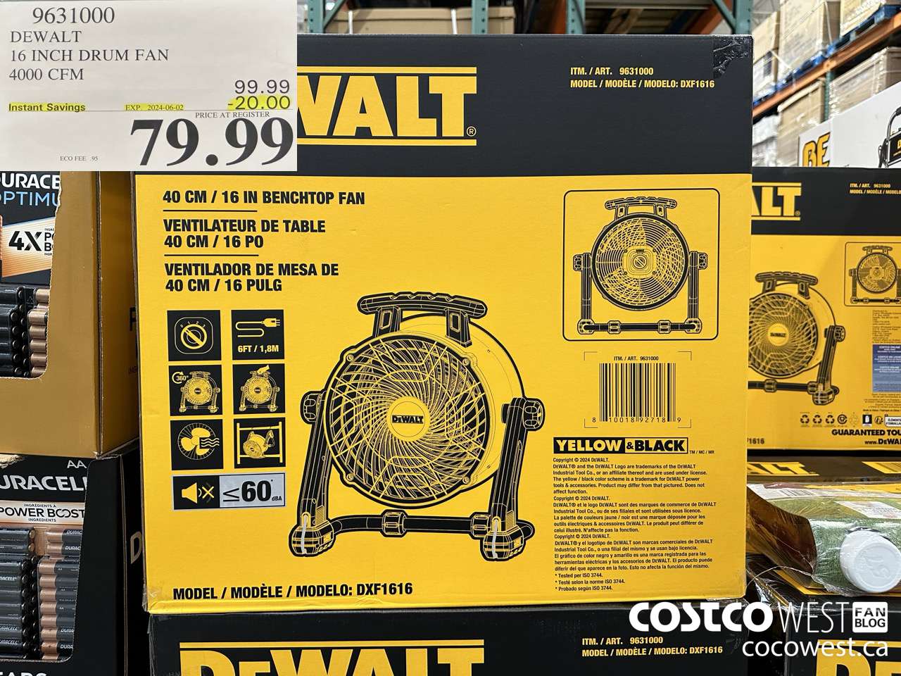 9631000 DEWALT 16 INCH DRUM FAN 4000 CFM ($20.00 INSTANT SAVINGS EXPIRES ON 2024-06-02) $79.99
