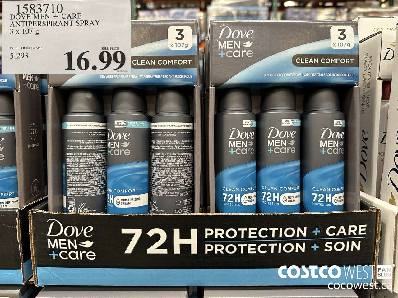 1583710 DOVE MEN + CARE ANTIPERSPIRANT SPRAY 3 x 107 g $16.99