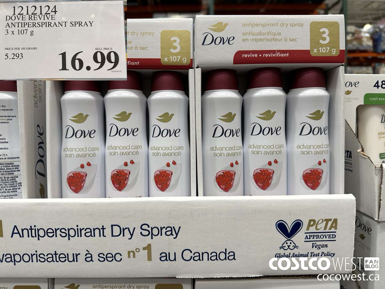 1212124 DOVE REVIVE ANTIPERSPIRANT SPRAY 3 X 107 G $16.99