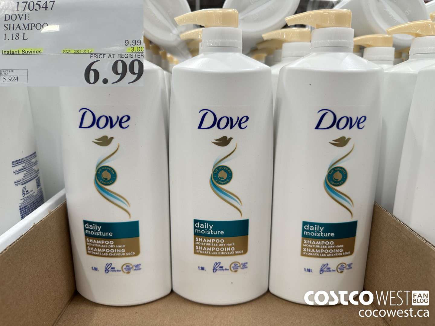 170547 DOVE SHAMPOO 1.18 L  ($3.00 INSTANT SAVINGS EXPIRES ON 2024-05-19) $6.99