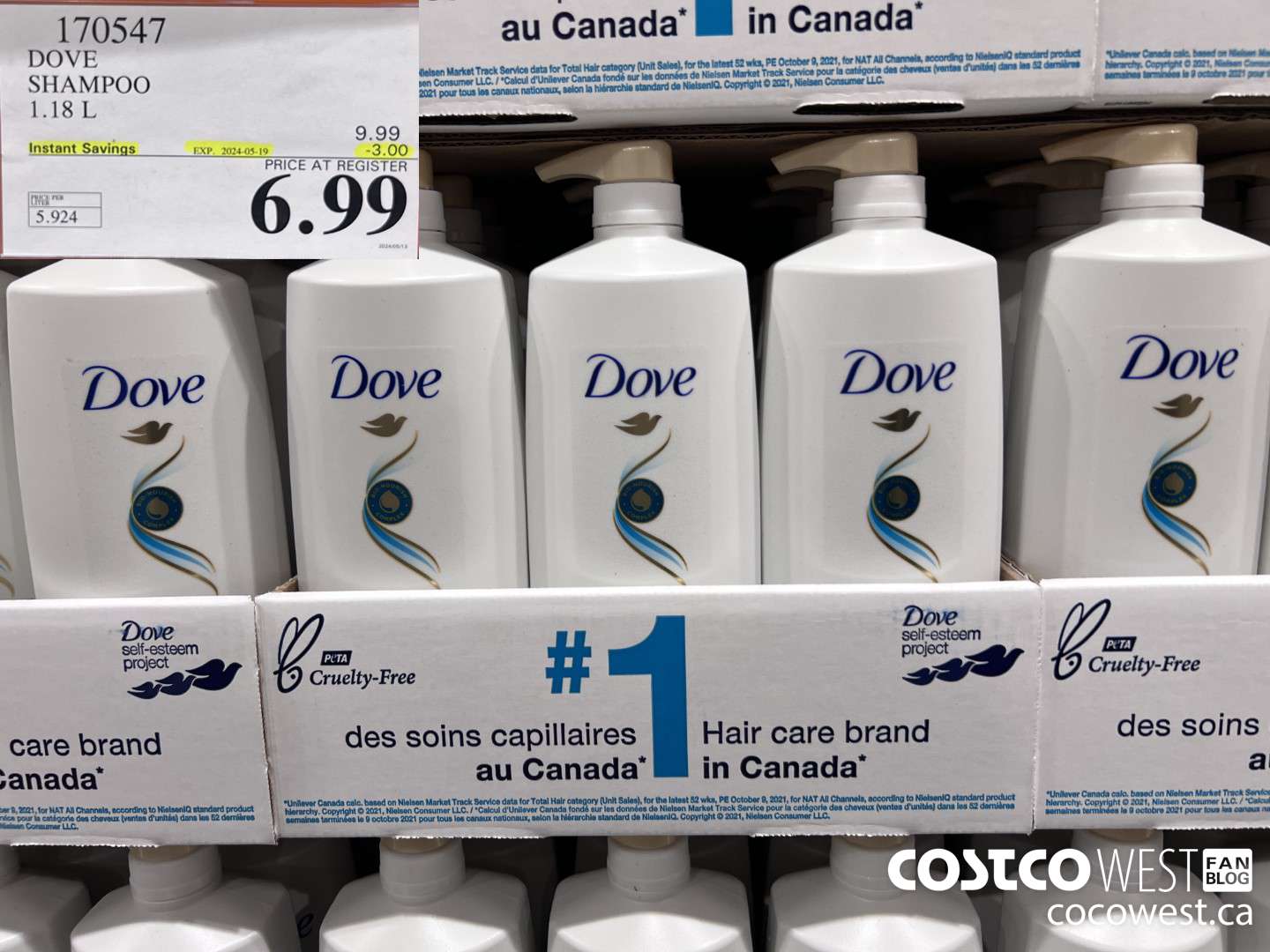 170547 DOVE SHAMPOO 1.18 L  ($3.00 INSTANT SAVINGS EXPIRES ON 2024-05-19) $6.99