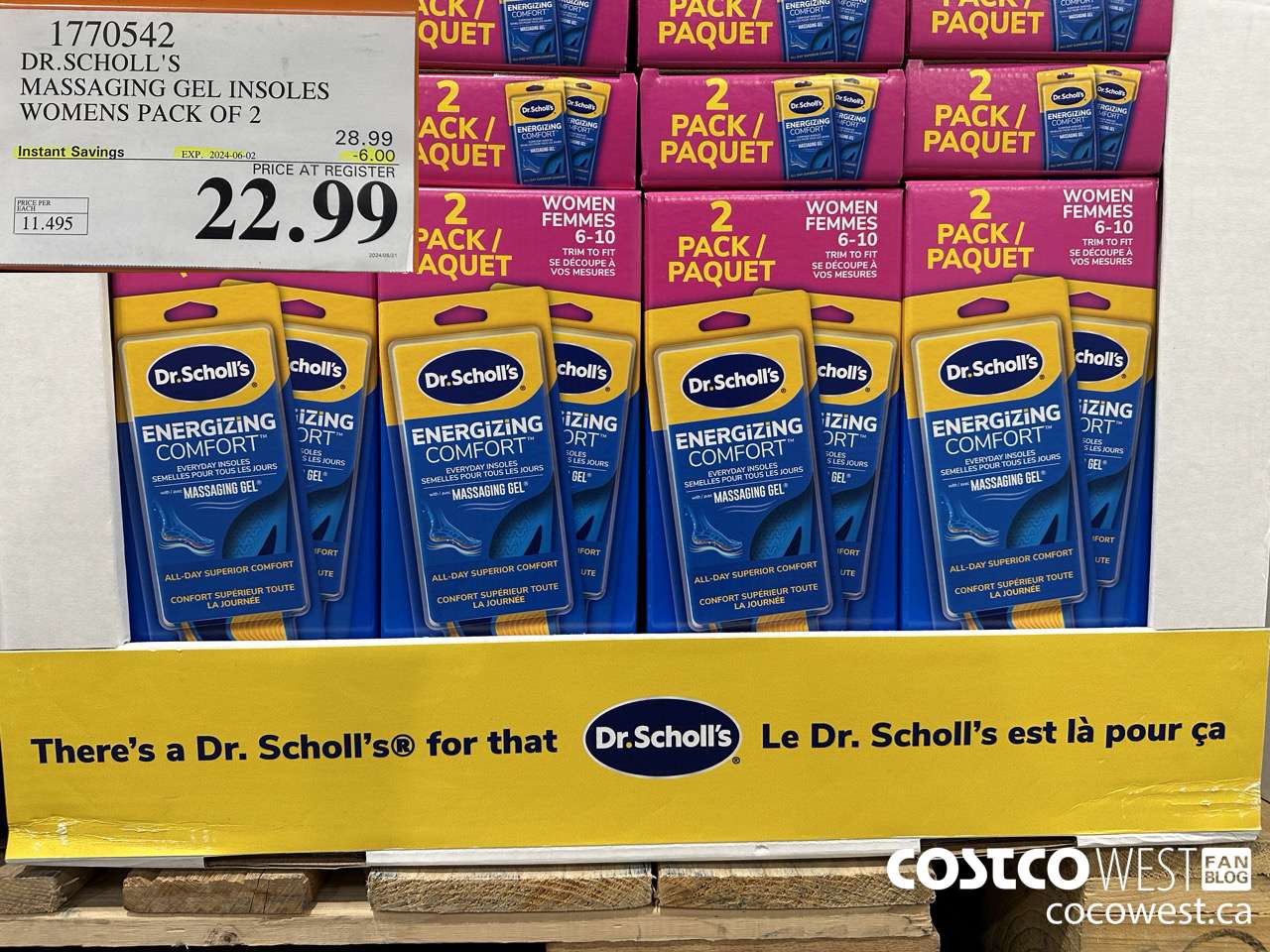 1770542 DR. SCHOLL'S MASSAGING GEL INSOLES WOMENS PACK OF 2 ($6.00 INSTANT SAVINGS EXPIRES ON 2024-06-02) $22.99