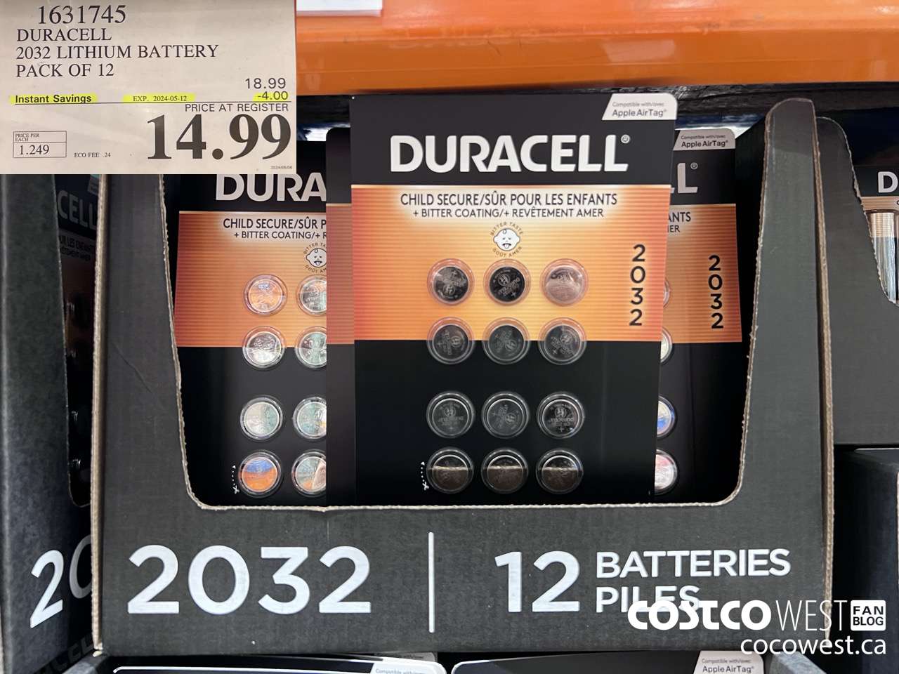 1631745 DURACELL 2032 LITHIUM BATTERY PACK OF 12 ($4.00 INSTANT SAVINGS EXPIRES ON 2024-05-12) $14.99