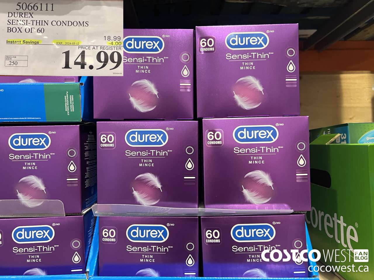 5066111 DUREX SENSI-THIN CONDOMS BOX OF 60 ($4.00 INSTANT SAVINGS EXPIRES ON 2024-05-12) $14.99