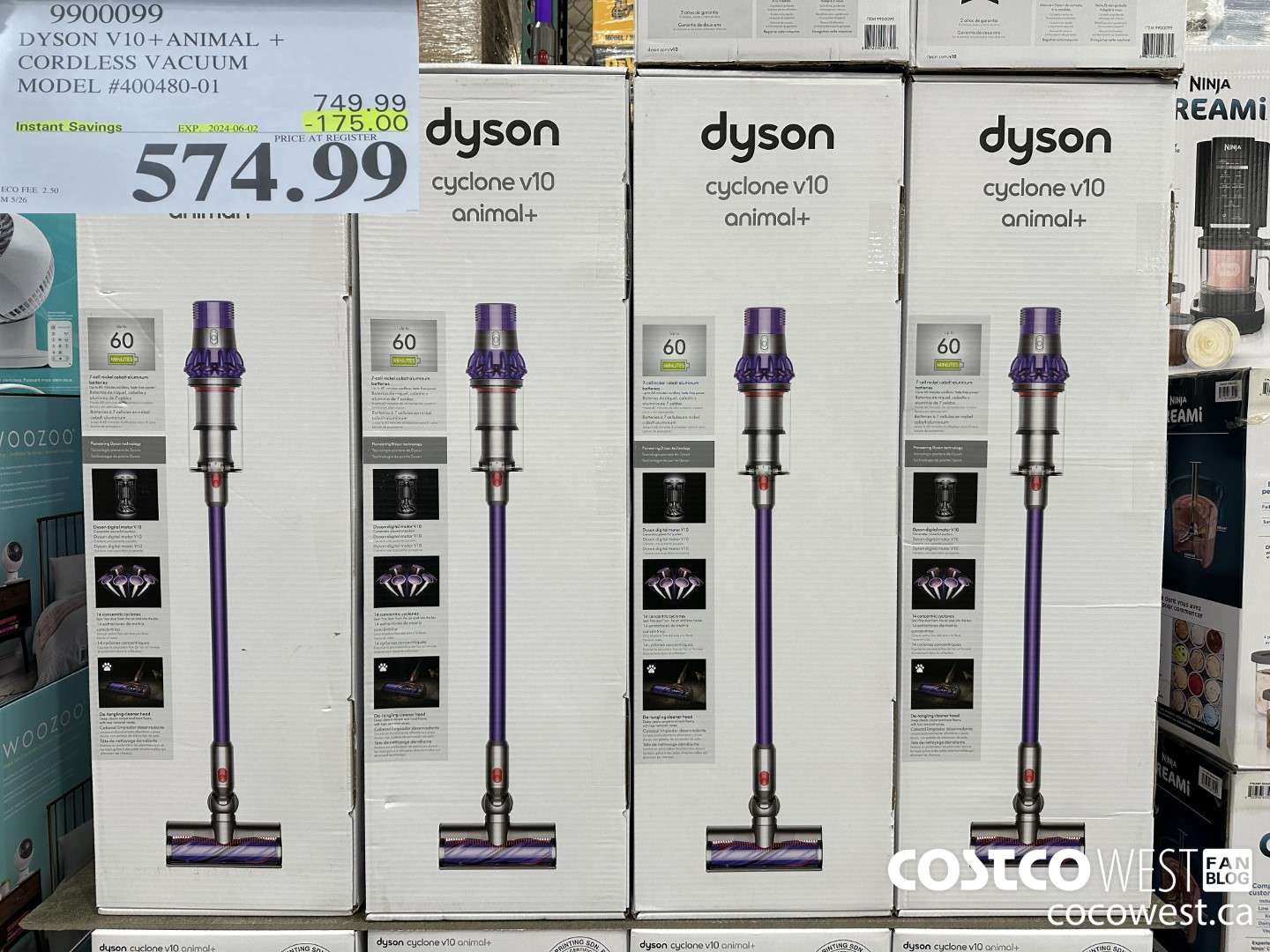 9900099 DYSON CYCLONE V10 ANIMAL + CORDLESS VACUUM CLEANER ($175.00 INSTANT SAVINGS EXPIRES ON 2024-06-02) $574.99