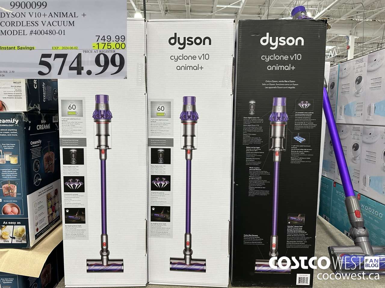 9900099 DYSON CYCLONE V10 ANIMAL + CORDLESS VACUUM CLEANER ($175.00 INSTANT SAVINGS EXPIRES ON 2024-06-02) $574.99