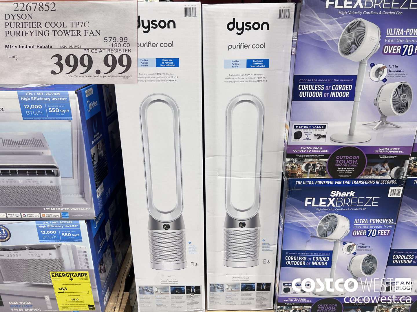 2267852 DYSON PURIFIER COOL TP7C PURIFYING TOWER FAN ($180.00 INSTANT SAVINGS EXPIRES ON 2024-05-19) $399.99