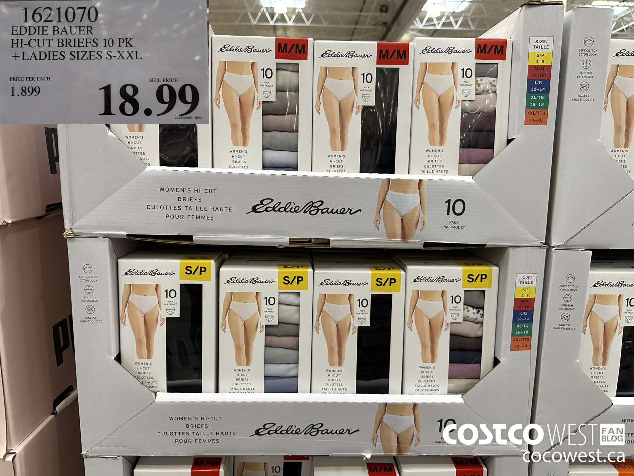 1621070 EDDIE BAUER HI-CUT BRIEF 10PK LADIES SIZES S-XXL $18.99