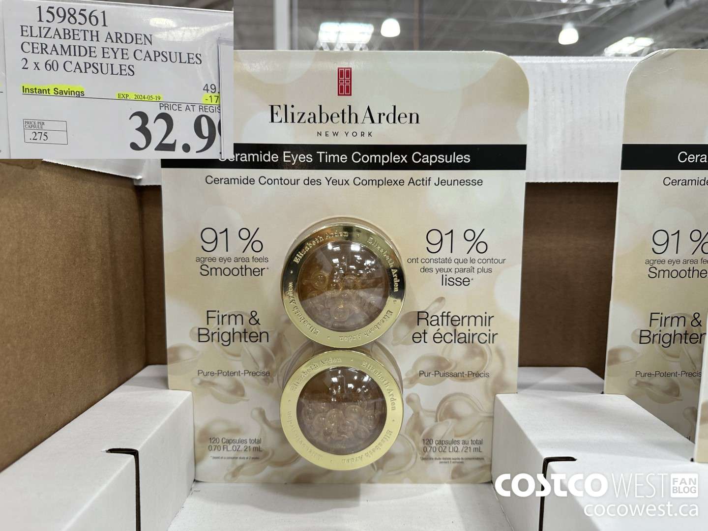 1598561 ELIZABETH ARDEN CERAMIDE EYE CAPSULES 2 X 60 CAPSULES (EXPIRES ON 2024-05-19) $32.99