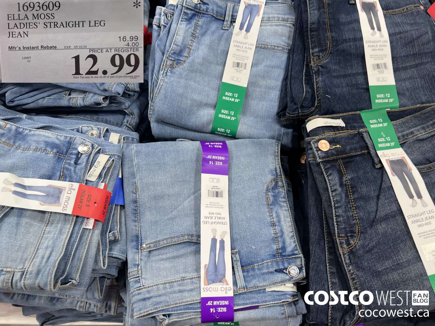 1693609 ELLA MOSS LADIES' STRAIGHT LEG JEAN ($4.00 INSTANT SAVINGS EXPIRES ON 2024-05-10) $12.99