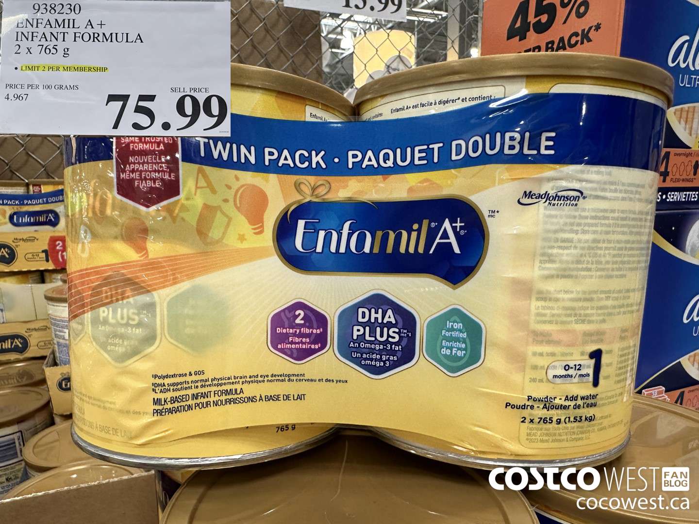 938230 ENFAMIL A+ INFANT FORMULA 2 X 765 G $75.99