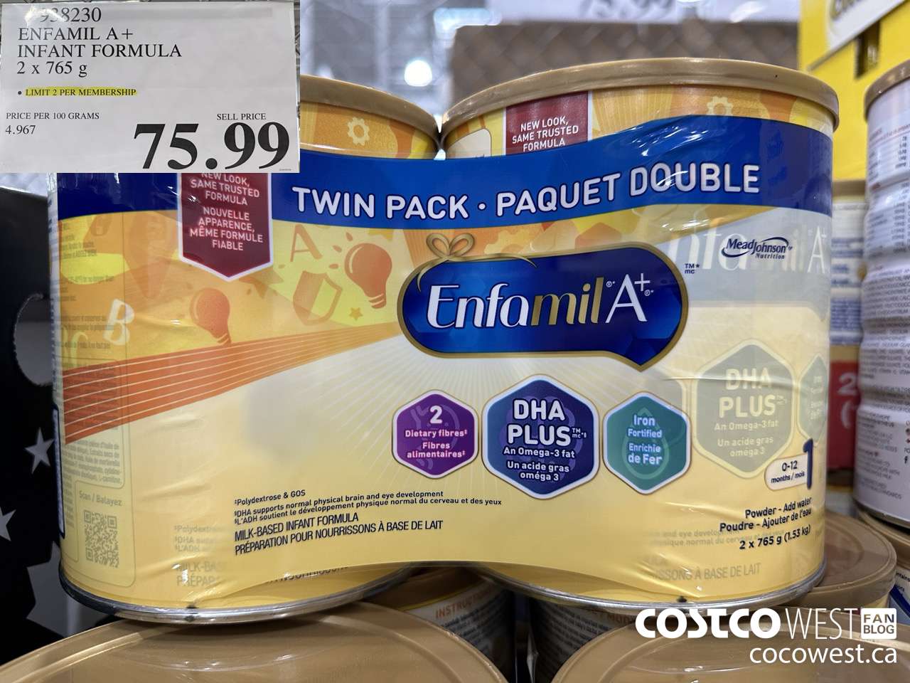 938230 ENFAMIL A+ INFANT FORMULA 2 X 765 G $75.99